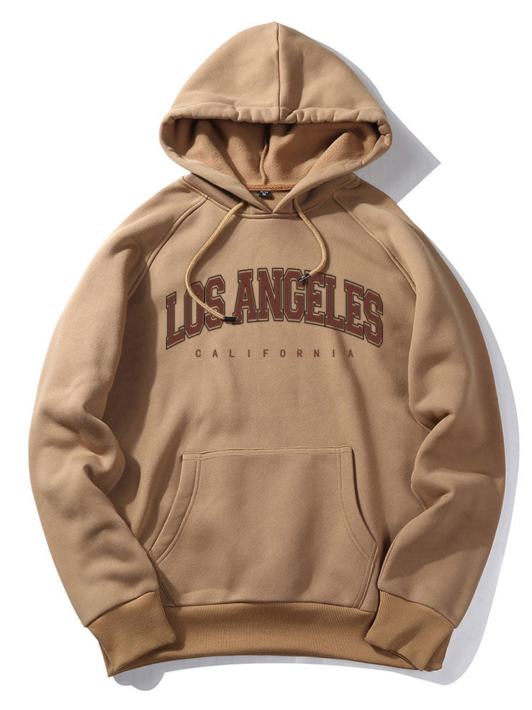 Los Angeles Letter Print Kangaroo Pocket Hoodie