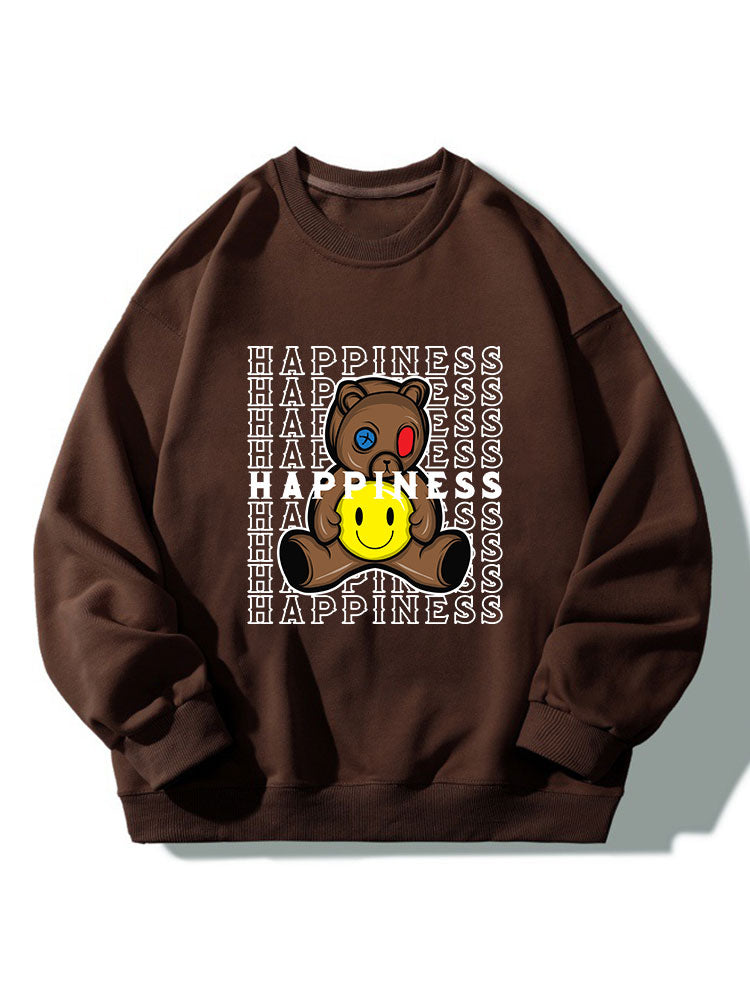 Smiley Bear Crew Neck Relaxed Sweatshirt