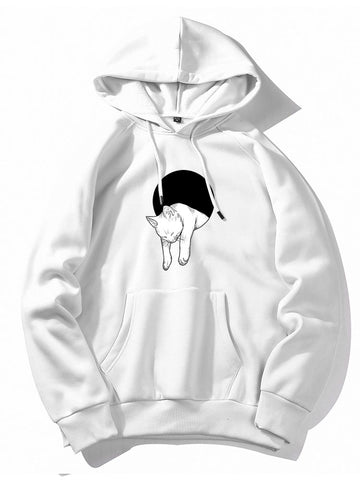 Sleeping Cat Print Hoodie