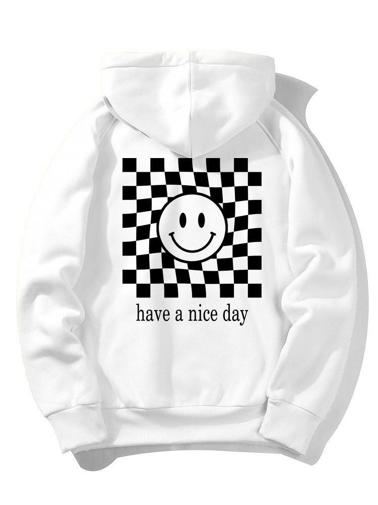 Checkerboard Smiley Back Print Hoodie